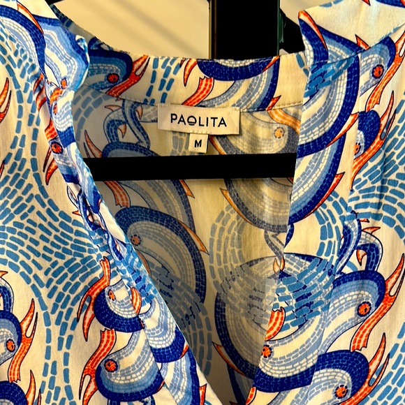 Paolita size medium blue, orange and white flouncy dress. - Picture 2 of 5